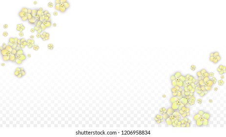 Blue Vector Realistic Blue Petals Falling on Transparent Background.  Spring Romantic Flowers Illustration. Flying Petals. Sakura Spa Design. Blossom Confetti. Design Elements for  Mother's Day.