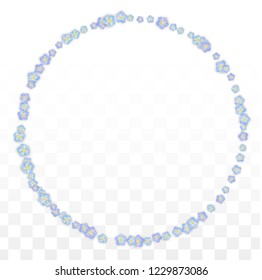 Blue Vector Realistic Blue Petals Falling on Transparent Background.  Spring Romantic Flowers Illustration. Flying Petals. Sakura Spa Design. Blossom Confetti. Design Elements for  Mother's Day.