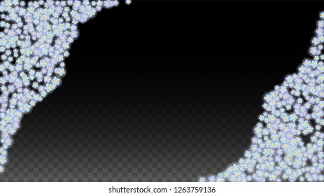 Blue Vector Realistic Blue Petals Falling on Transparent Background.  Spring Romantic Flowers Illustration. Flying Petals. Sakura Spa Design. Blossom Confetti. Design Elements for  St. Valentine Day.