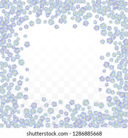 Blue Vector Realistic Blue Petals Falling on Transparent Background.  Spring Romantic Flowers Illustration. Flying Petals. Sakura Spa Design. Blossom Confetti. Design Elements for  Poster Design. 