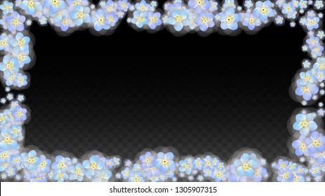 Blue Vector Realistic Blue Petals Falling on Transparent Background.  Spring Romantic Flowers Illustration. Flying Petals. Sakura Spa Design. Blossom Confetti. Design Elements for  8 March Card.