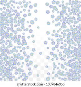 Blue Vector Realistic Blue Petals Falling on Transparent Background.  Spring Romantic Flowers Illustration. Flying Petals. Sakura Spa Design. Blossom Confetti. Design Elements for  St. Valentine Day.