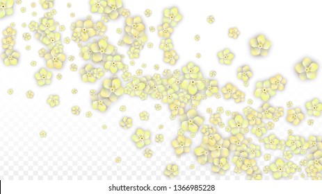 Blue Vector Realistic Blue Petals Falling on Transparent Background.  Spring Romantic Flowers Illustration. Flying Petals. Sakura Spa Design. Blossom Confetti. Design Elements for  Mother's Day.