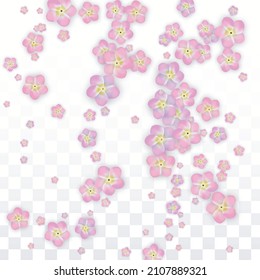 Blaue Vektorrealistische blaue Petalen fallen auf transparentem Hintergrund.  Frühlingsromantische Blumenillustration. Fliegender Petals. Sakura Spa Design. Blossom Confetti. Design-Elemente für die Karte vom 8. März.