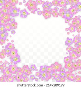 Blue Vector Realistic Blue Petals Falling on Transparent Background.  Spring Romantic Flowers Illustration. Flying Petals. Sakura Spa Design. Blossom Confetti. Design Elements for  St. Valentine Day.