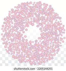 Blue Vector Realistic Blue Petals Falling on Transparent Background.  Spring Romantic Flowers Illustration. Flying Petals. Sakura Spa Design. Blossom Confetti. Design Elements for  St. Valentine Day.