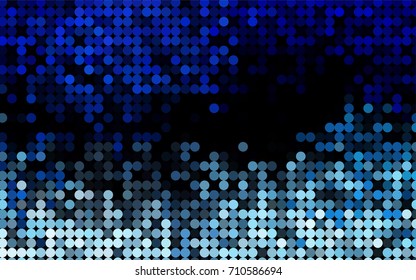 BLUE vector red banner with set of circles, dots. Donuts Background. Creative Design Template. Technological halftone illustration.