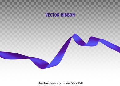 Blue vector ribbon made with gradient mesh. Realistic illustration