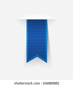 Blue vector ribbon tag with detailed texture