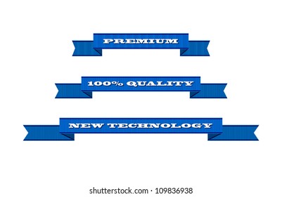Blue vector ribbon tags collection - premium, 100% quality, new technology