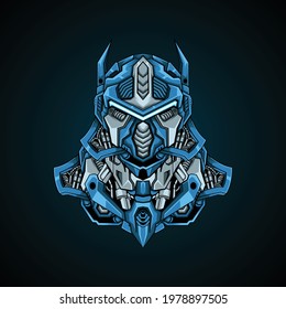 blue vector robot soldier military illustration