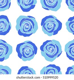 Blue vector roses petals on a white background.