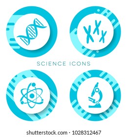 Blue vector science icons creative modern buttons isolated