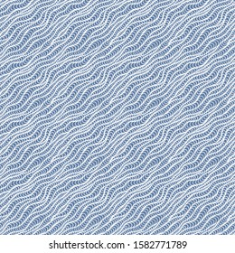 Blue vector seamless abstract hand-drawn pattern. Wave Hand drawn seamless  background.
