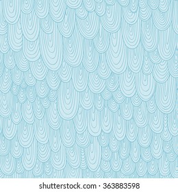 Blue vector seamless abstract hand-drawn pattern. Wave patterns (seamlessly tiling). Hand drawn seamless wave background.