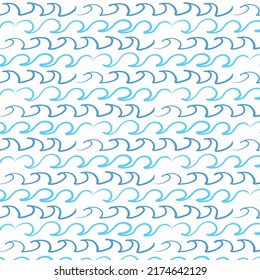 Blue vector seamless checkered pattern. Vector background, rustic tablecloth, traditional checkered texture. Waves