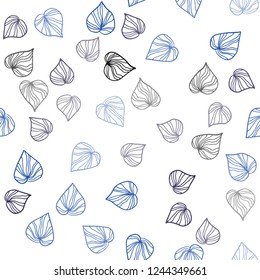  Blue vector seamless elegant pattern with leaves. Decorative illustration with doodles on abstract template. Pattern for design of window blinds, curtains.