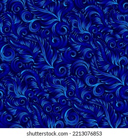 Blue vector seamless floral background. Frosty pattern