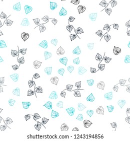 BLUE vector seamless natural pattern with leaves. leaves on blurred abstract background with gradient. Pattern for design of window blinds, curtains.