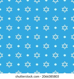 Blue vector seamless pattern background with david stars for Hanukkah and other Jewish traditional holidays design.