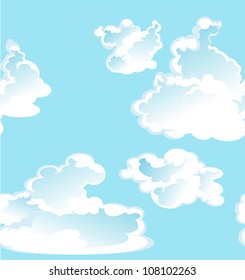 Blue vector seamless pattern of clouds