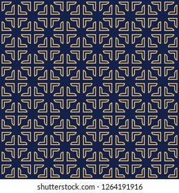 Blue vector seamless pattern. Modern stylish texture with square traingle and plus. Repeating geometric. Simple graphic design.