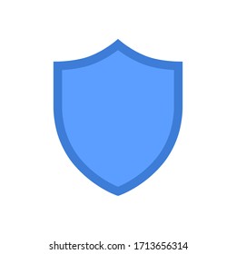 Blue vector shield icon isolated on white background.