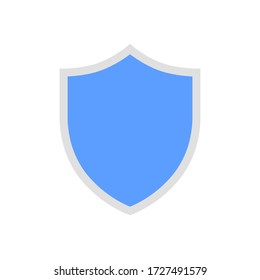 Blue vector shield icon isolated on white background.