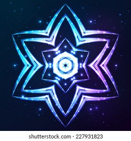 Blue vector shining cosmic abstract snowflake