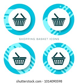 Blue vector shopping basket icons creative modern buttons
