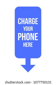 Blue Vector Sign Charging Point For Your Phone With Arrow