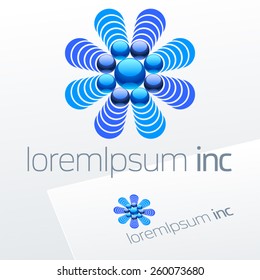 Blue vector sign. Logo for Cosmetics, Fashion