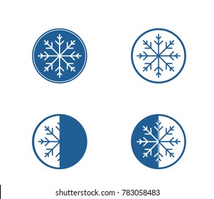 Blue vector snowflake icon on white background