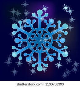 Blue vector snowflake, isolated. Winter or frost symbol
