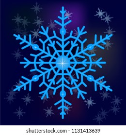 Blue vector snowflake, isolated. Winter or frost symbol