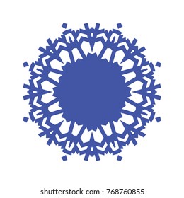 Blue vector snowflake on white isolated background