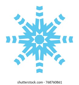 Blue vector snowflake on white isolated background