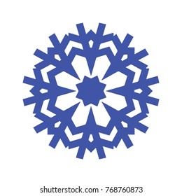 Blue vector snowflake on white isolated background