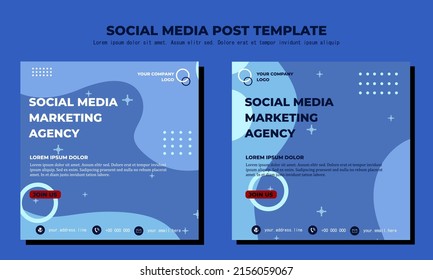 Blue Vector Social Media Post Template, vector art illustration and text