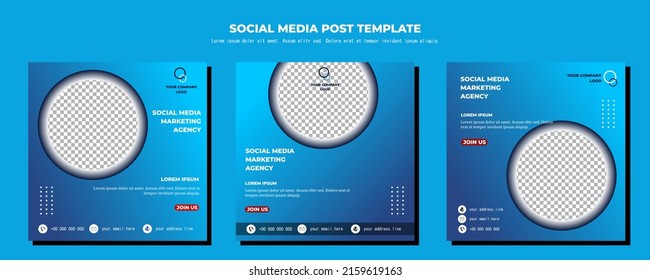 Blue Vector Social Media Post Template, vector art illustration and text
