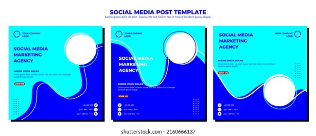 Blue Vector Social Media Post Template, vector art illustration and text