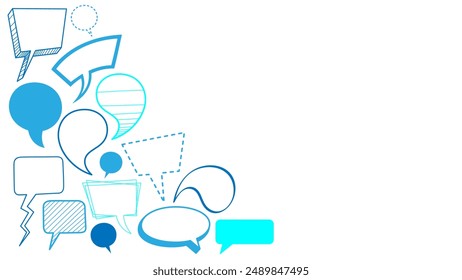 Blue vector speech bubbles with copy space on white background