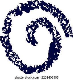 Blue vector spiral element in japanese style isolated on white background. art decorative hand drawn stamp.