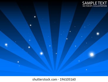 Blue vector spreading vector lights background illustration - Vector blue abstract stare burst background template