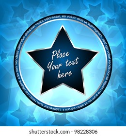 Blue vector stars with shine background
