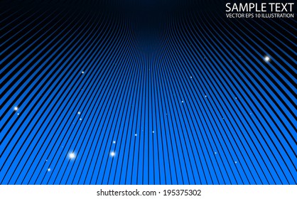 Blue vector striped background rays spreading - Blue lines and sparkles background template