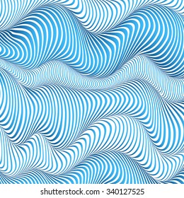 Blue vector stripes abstract wavy background