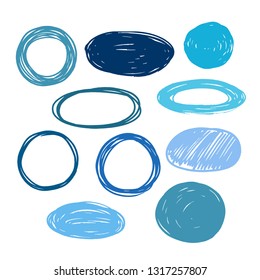 blue vector  strokes of marker on white background 