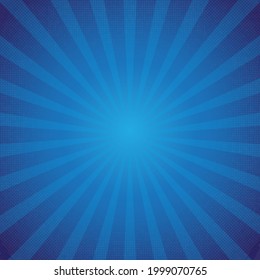Fondo de ráfaga de sol vectorial azul. Fondo de ilustración de rayos radiales azules.