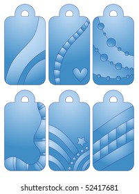 Blue vector tag collection with heart and dots